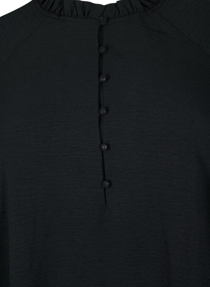 Blouse met ruches en knopen, Black, Packshot image number 2
