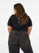Viscose T-shirt met strassteentjes, Zwart, Model image number 2