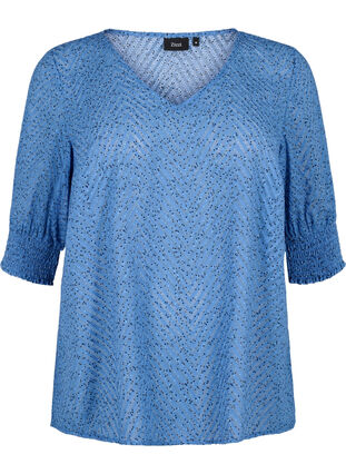 Gestippelde blouse met 1/2 mouwen, Riverside Dot, Packshot image number 0
