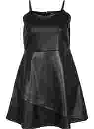 Imitatieleer jurk met a-vorm, Black