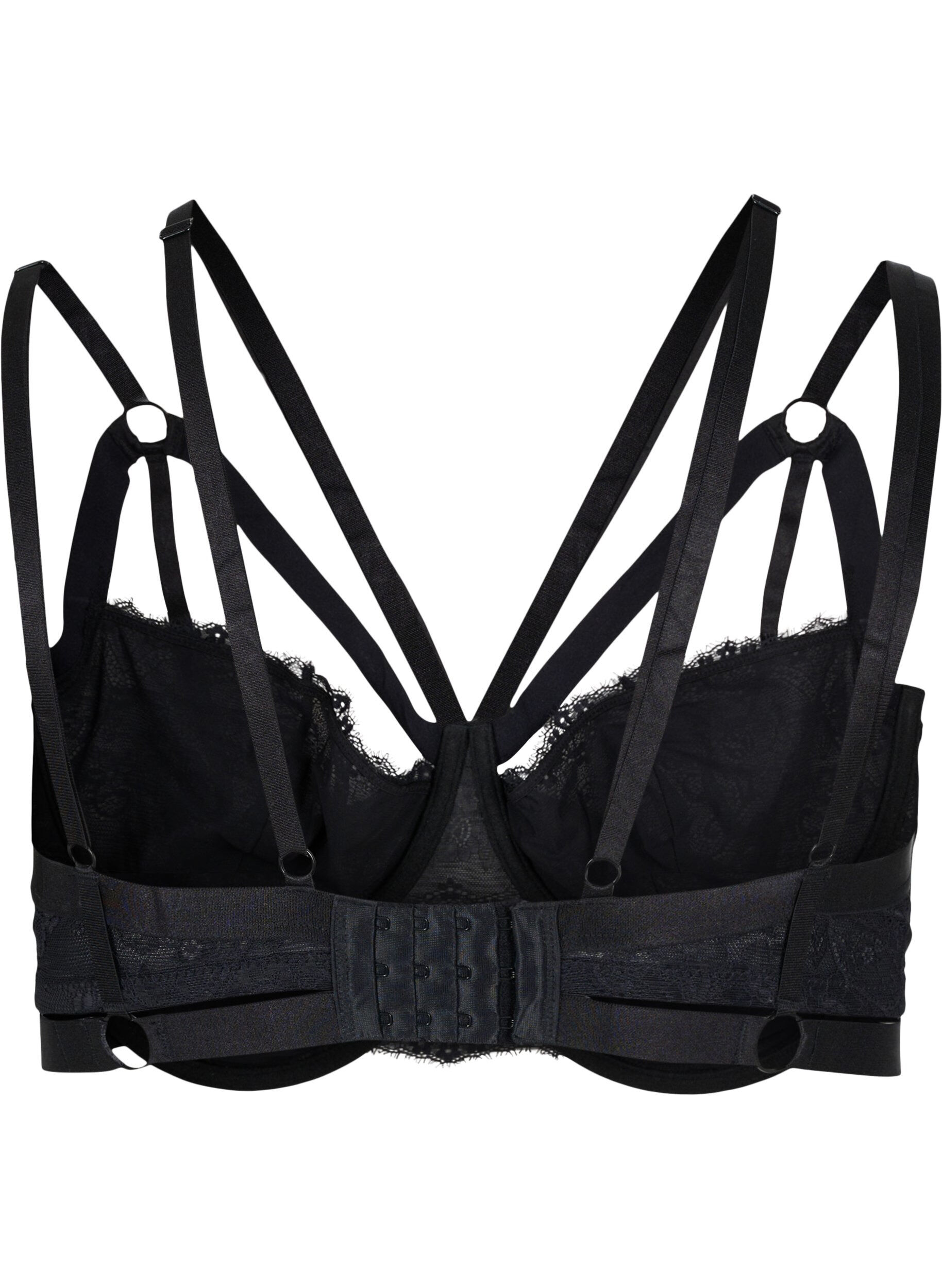 Zizzi Beugel BH met string details, Black, Packshot image number 1