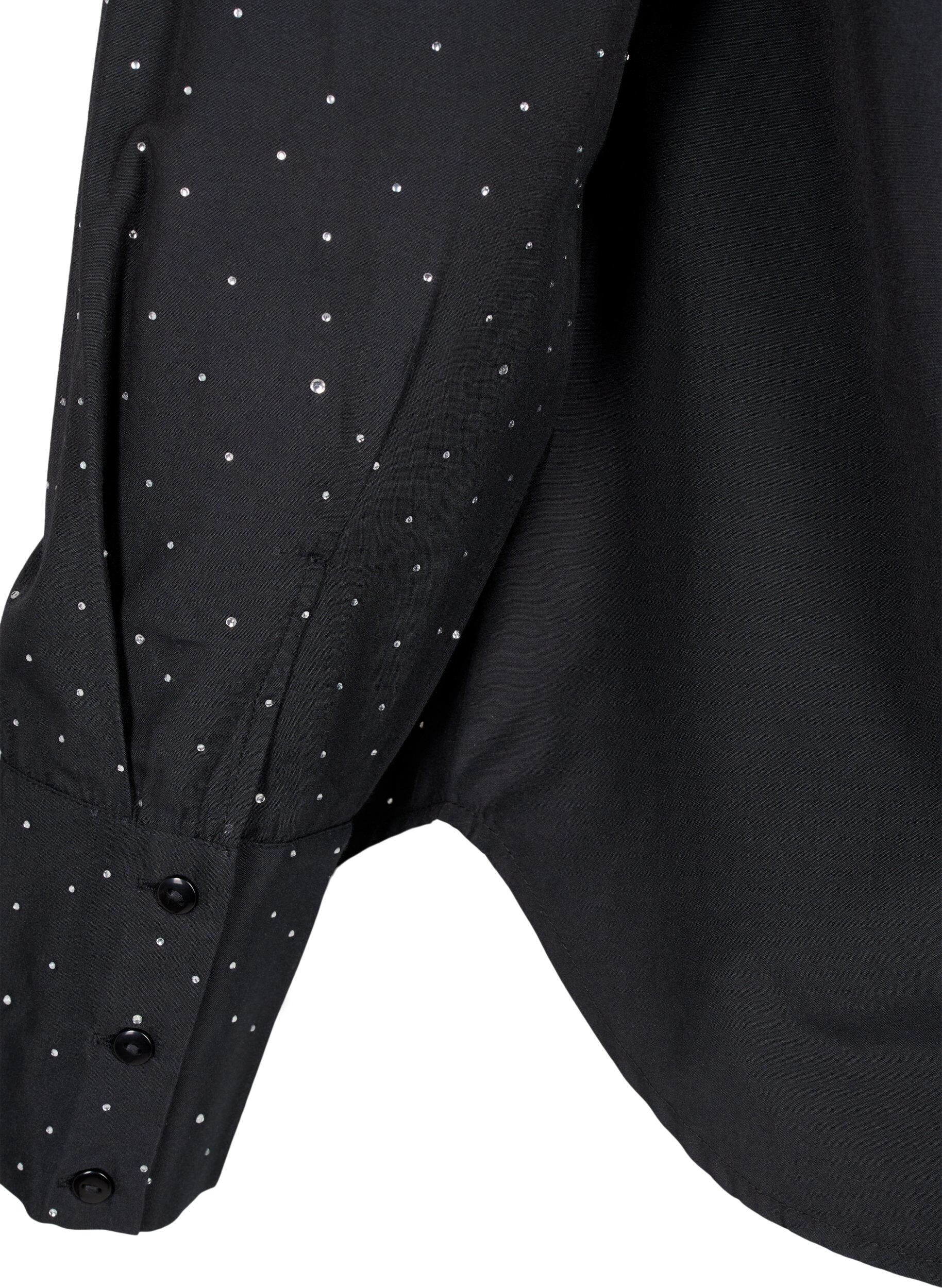 Zizzi Shirt met strassteentjes, Black, Packshot image number 3