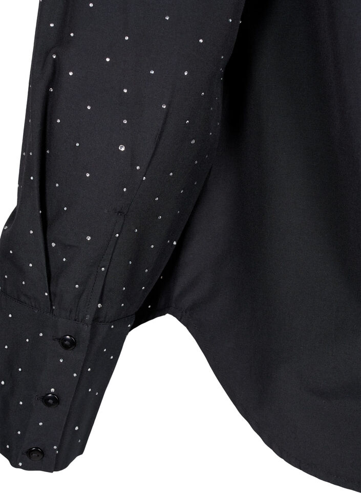 Shirt met strassteentjes, Black, Packshot image number 3