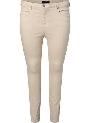 Super slim fit Amy jeans met hoge taille, Oatmeal, Packshot image number 0