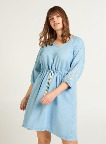 Denim jurk, Light blue denim, Model image number 0