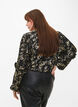 Blouse met lange mouwen, ruches en folieprint, Black Foil AOP, Model image number 1