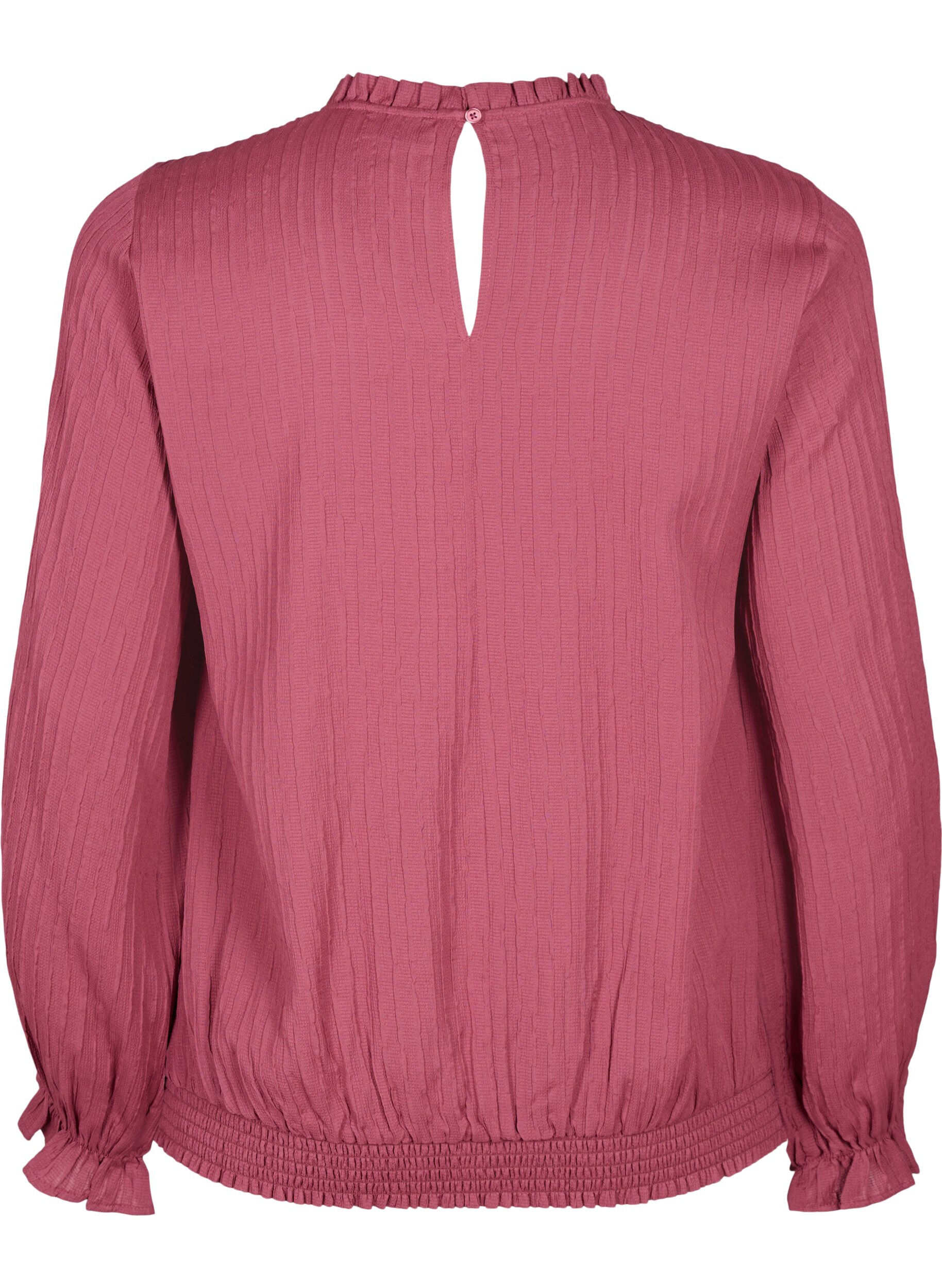 Zizzi Smok blouse met ruches en textuur, Dry Rose, Packshot image number 1