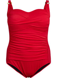 Gewatteerd badpak met draperie, Rood