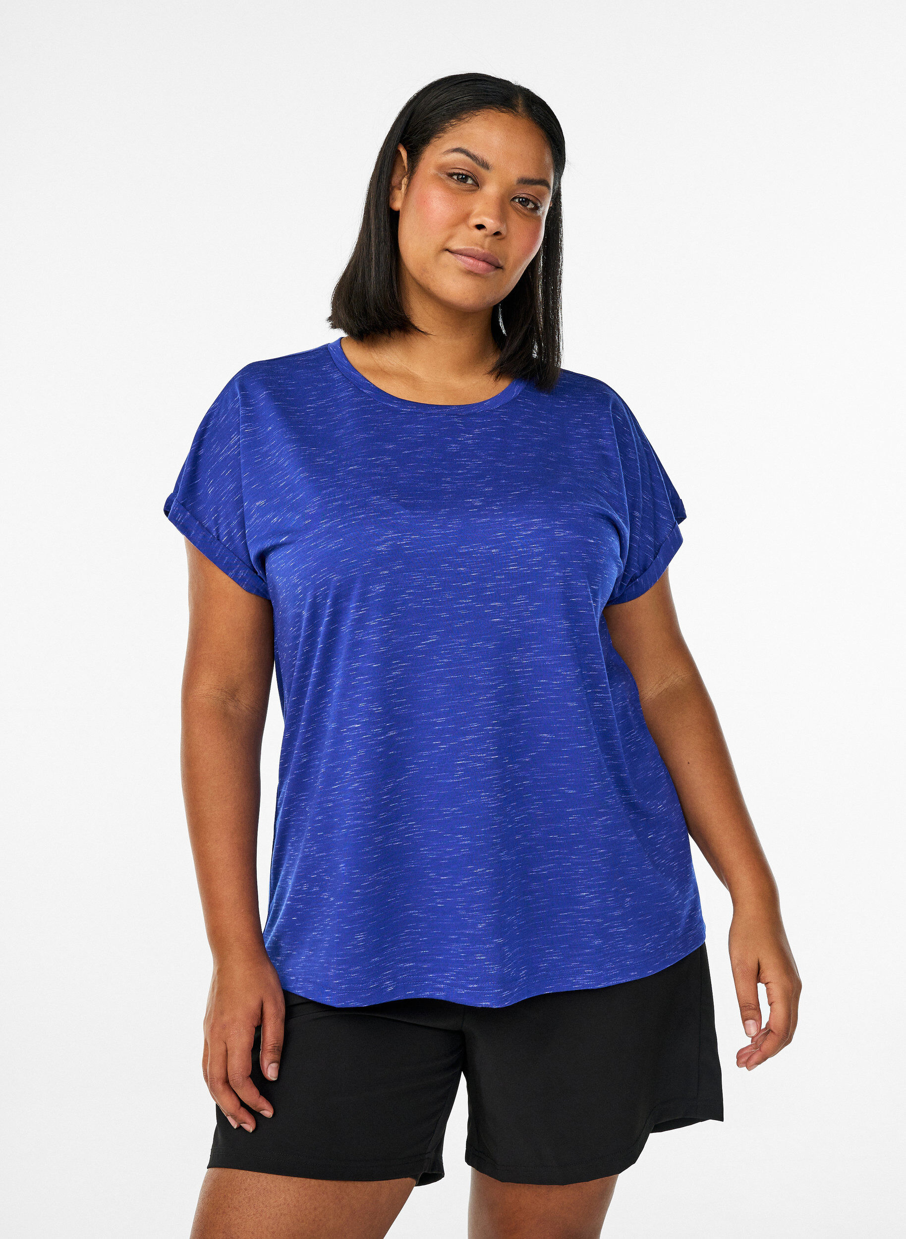 Los workout T-shirt met korte mouwen, Paars, Model