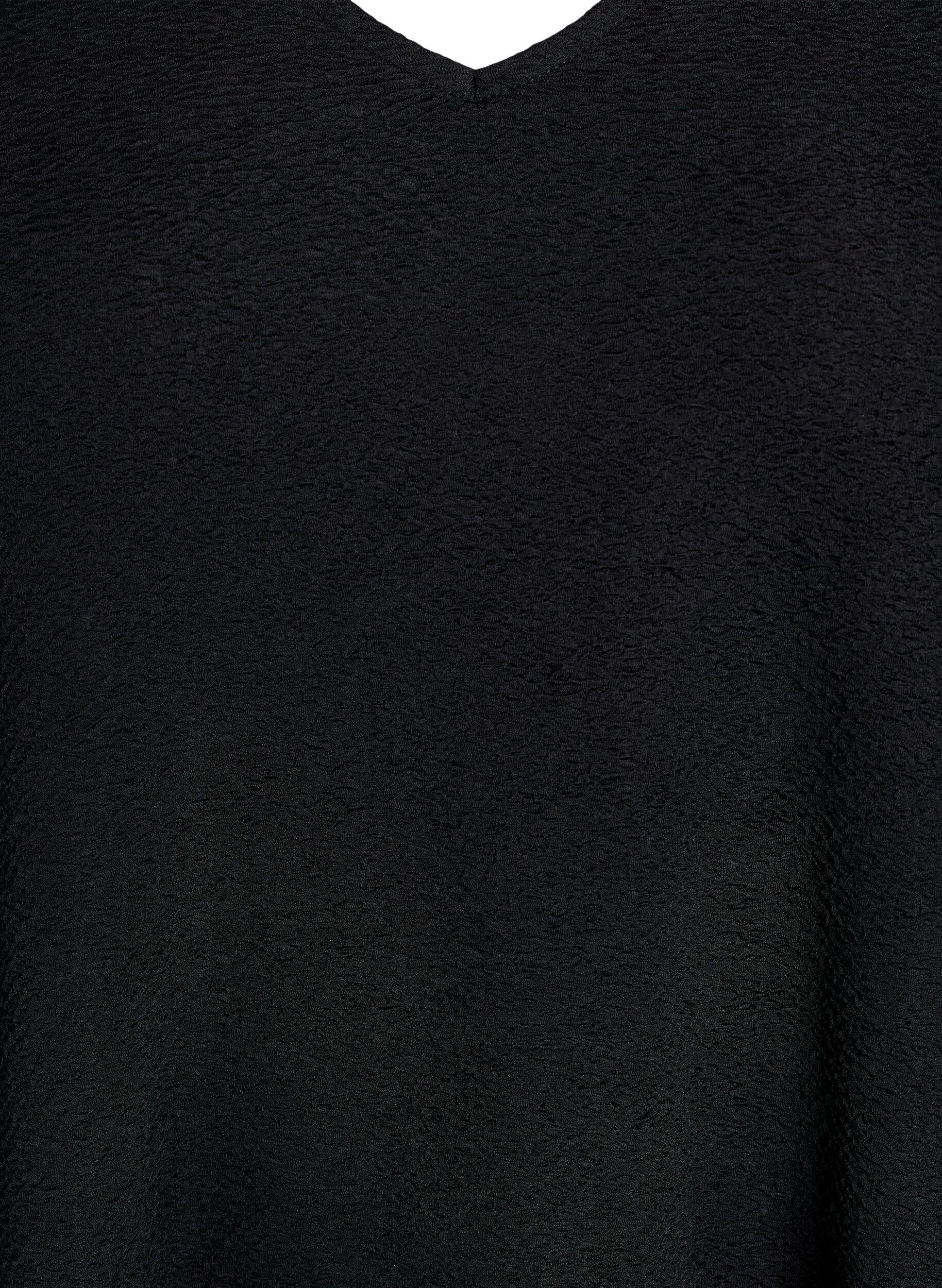 Zizzi Korte jurk met een ruffle zoom en structuur, Zwart, Packshot image number 2