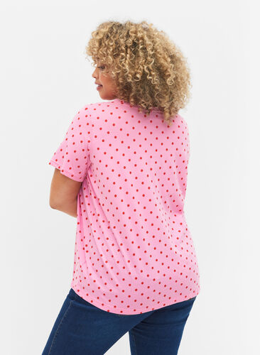 Katoen stipjes t-shirt, Prism Pink W. Dot, Model image number 1