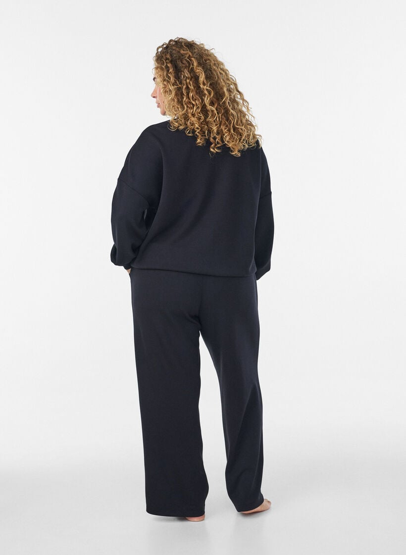 Jersey vest met rits en hoge kraag, Zwart, Model image number 2