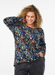 Gedessineerde blouse met lange mouwen, Blauw, Model image number 0