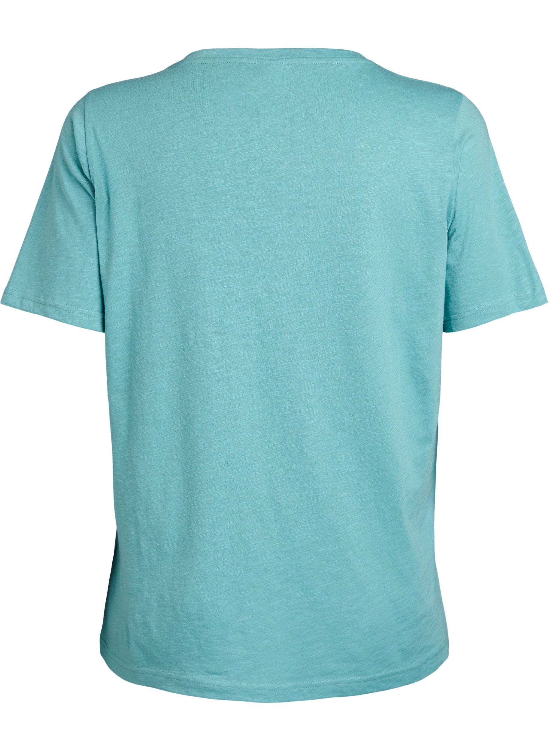 Zizzi Basic t-shirt met korte mouwen en V-hals, Blauw, Packshot image number 1