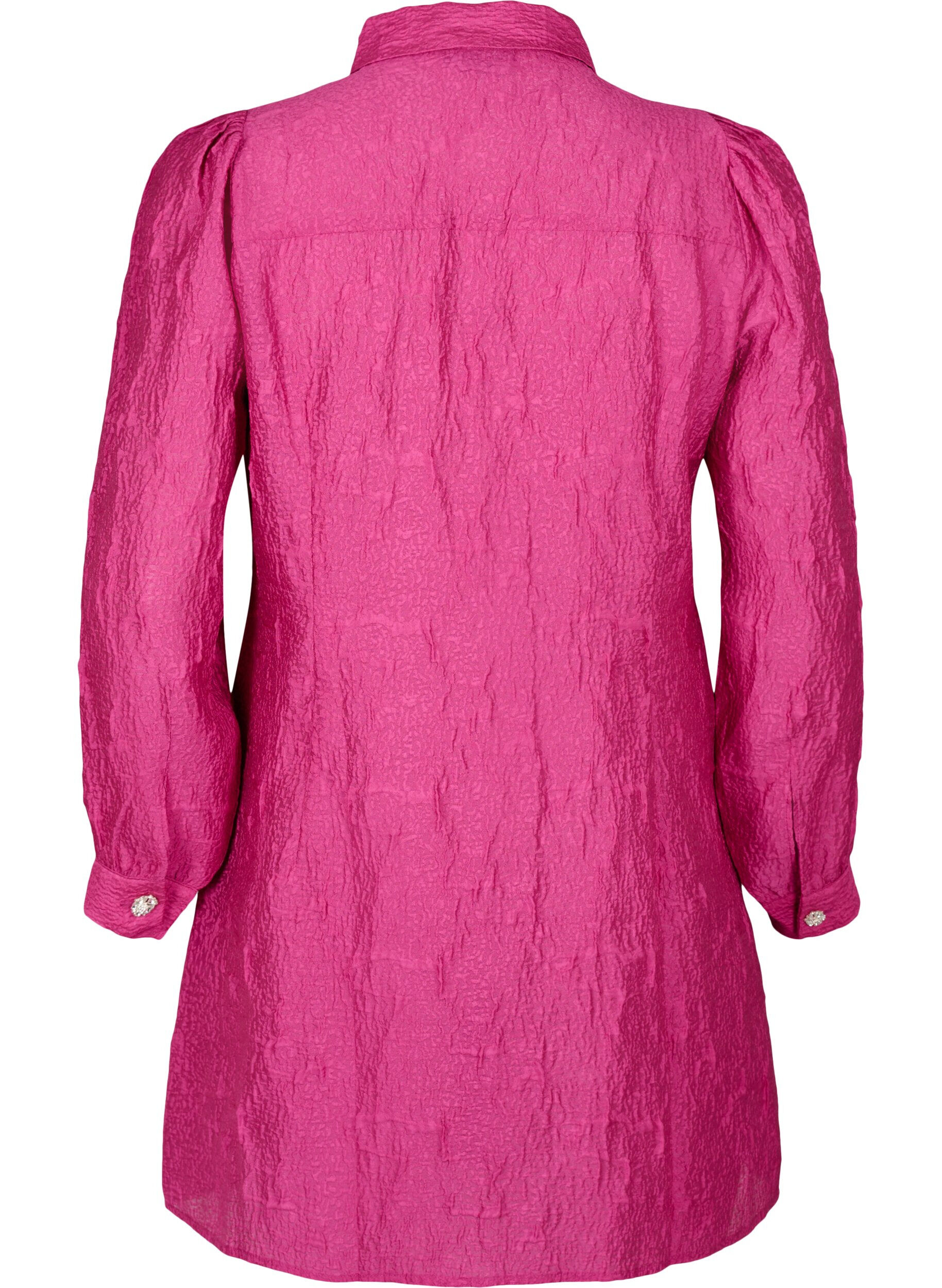 Zizzi Shirtjurk met textuur en parelmoeren knopen, Cactus Flower, Packshot image number 1