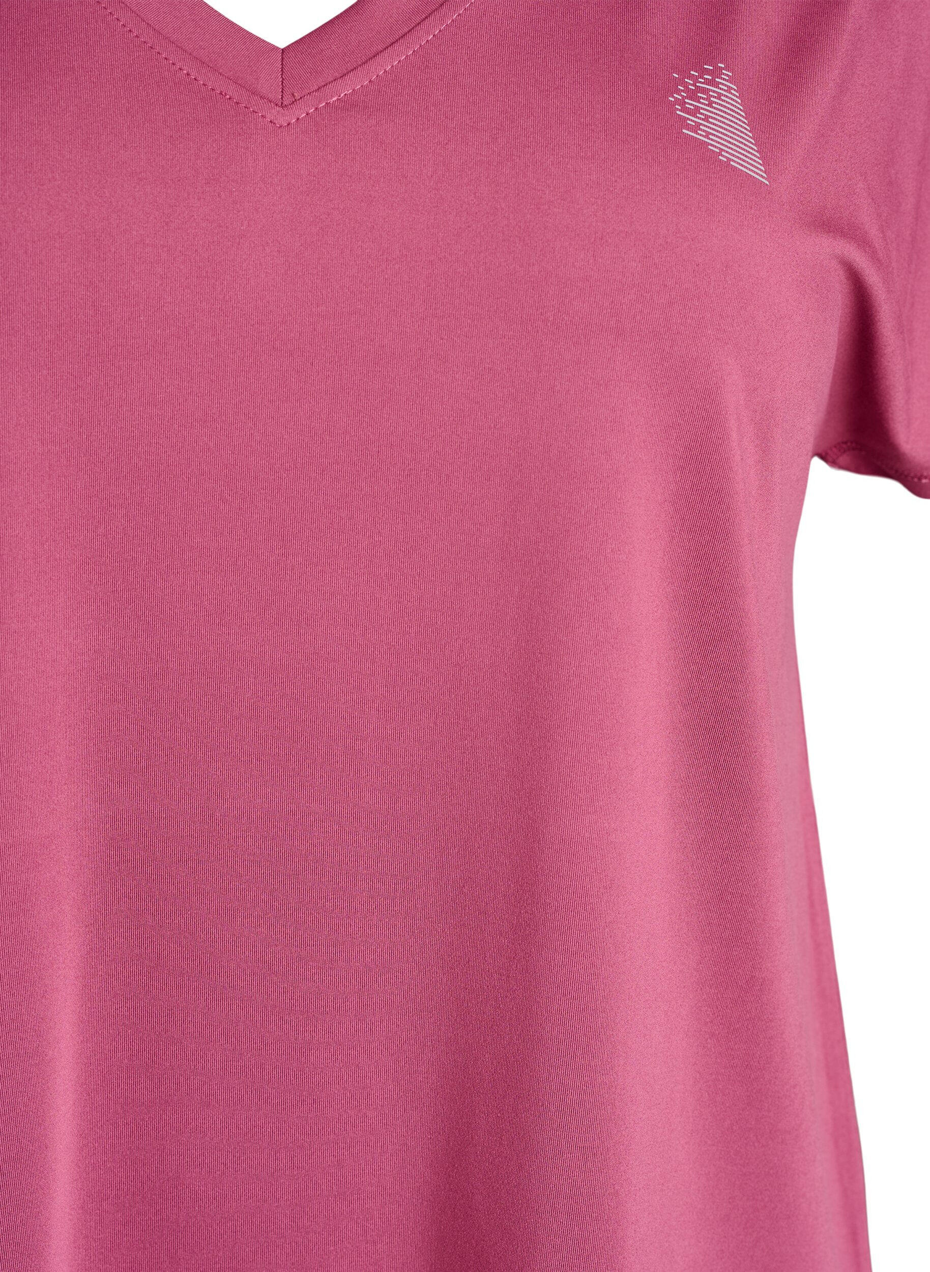 Zizzi Losvallend sport T-shirt met V-hals, Rood, Packshot image number 2