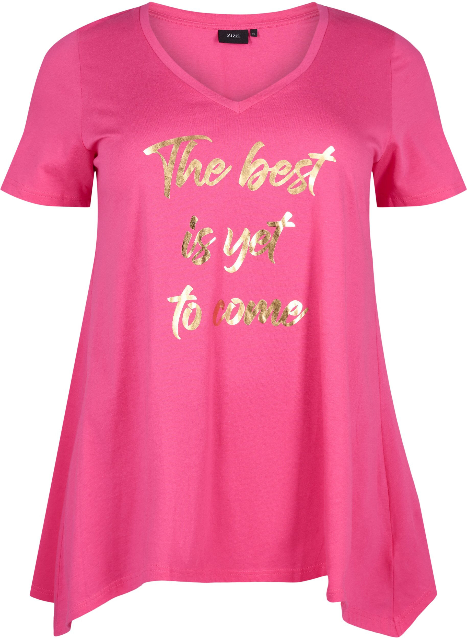 Zizzi Katoenen T-shirt met korte mouwen, Raspberry S. Best, Packshot image number 0