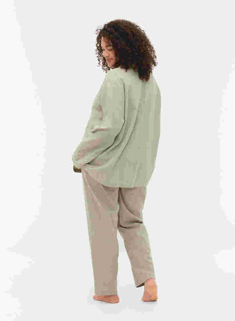Katoenen Pyjamabroek met structuur, Seagrass , Model image number 1