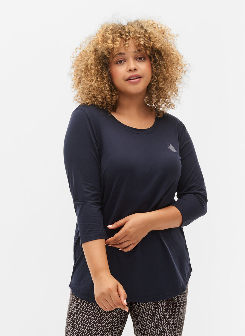 Trainingsblouse met 3/4-mouwen, Blauw, Model image number 0