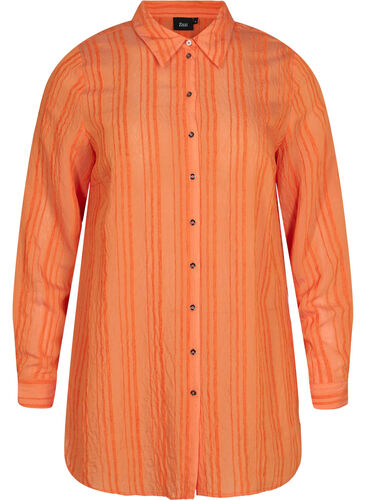 Lang gestreept overhemd met lange mouwen, Harvest Pumpkin, Packshot image number 0