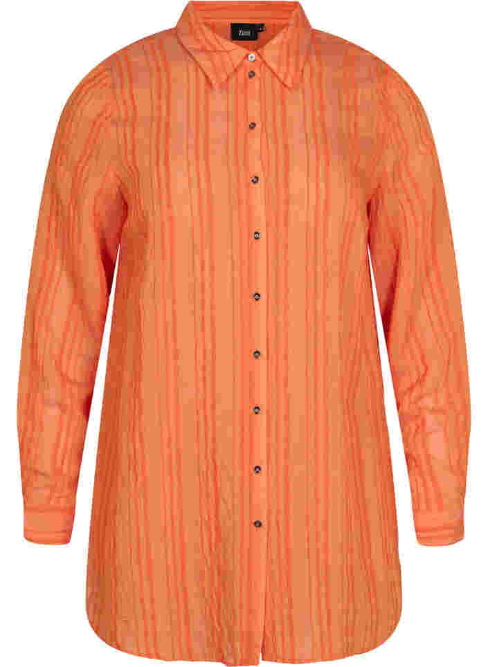 Lang gestreept overhemd met lange mouwen, Harvest Pumpkin, Packshot image number 0