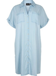 Overhemdjurk met korte mouwen van lyocell (TENCEL™), Light blue denim