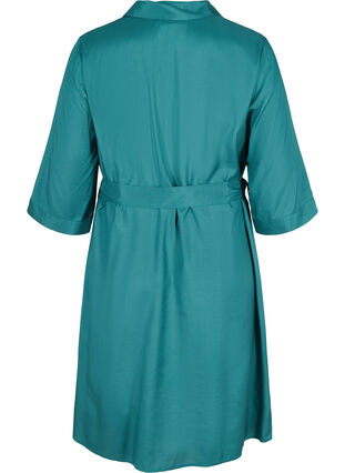 Gebeide jurk in viscose met striksluiting, Pacific, Packshot image number 1