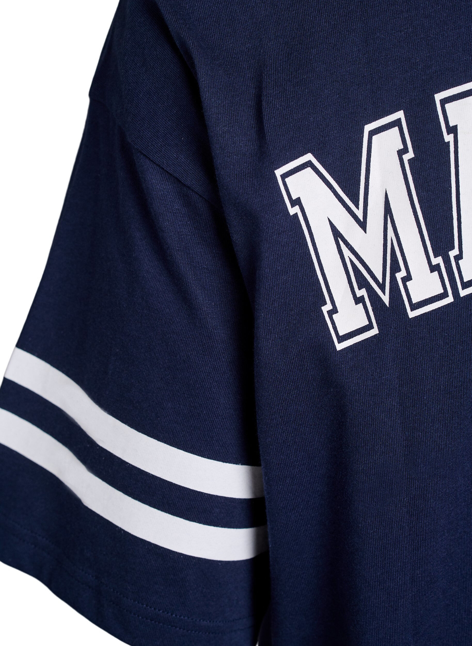 Zizzi Kort T-shirtjurkje met sportieve details, Blauw, Packshot image number 4