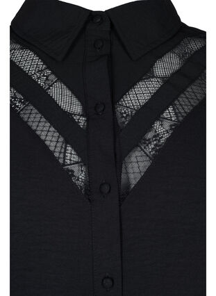 Lang shirt met kanten details, Black, Packshot image number 2