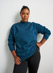 Lang sweatshirt met hoge hals en geborduurde tekst, Blauw, Model image number 0