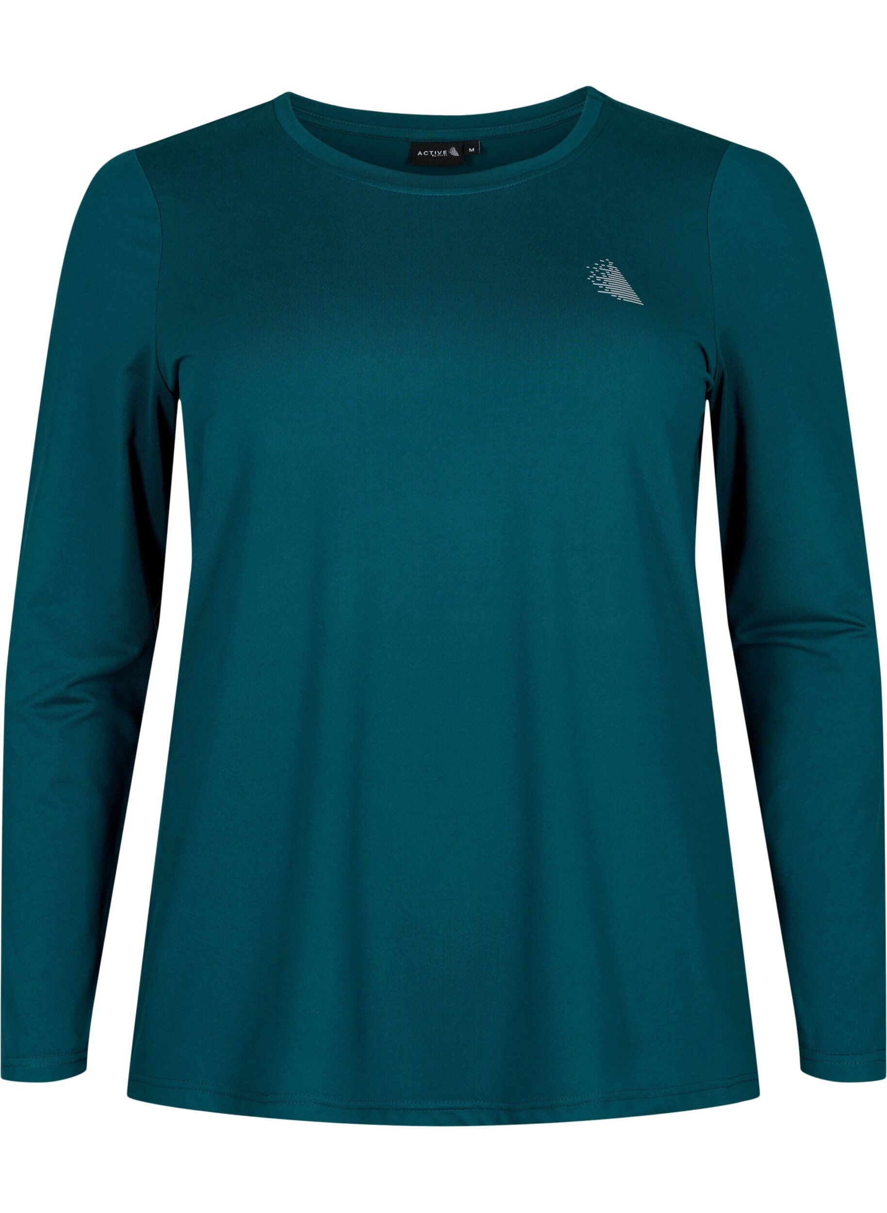 Zizzi Sport shirt met lange mouw, Deep Teal, Packshot image number 0