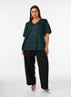Blouse met pailletten en ballonmouwen, Groen, Model image number 1