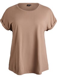 T-shirt met korte mouwen van katoenmix, Bruin