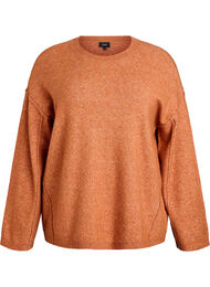 Losse gebreide trui met opvallende naden, Oranje