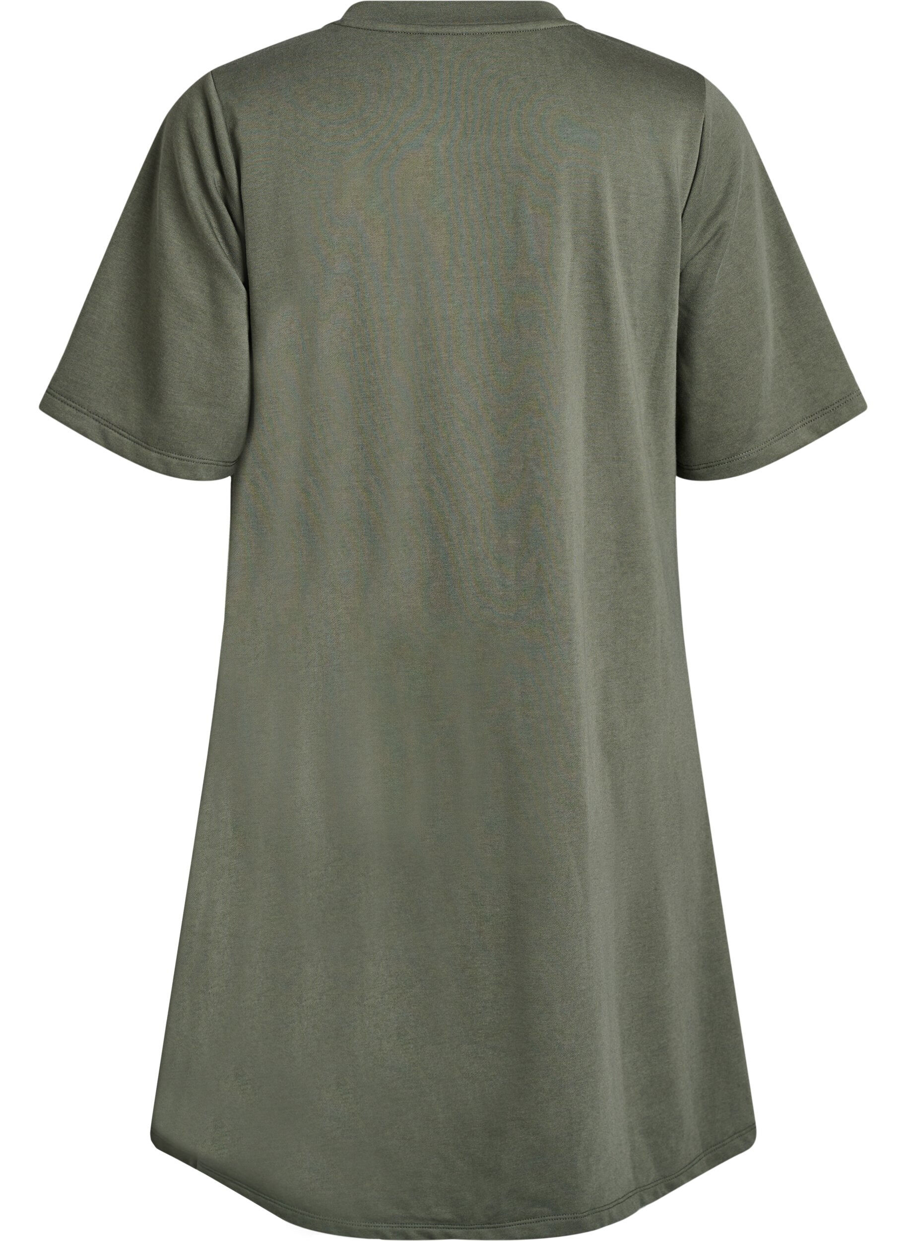 Zizzi Knielange jerseyjurk met zakken en A-lijn vorm, Groen, Packshot image number 1