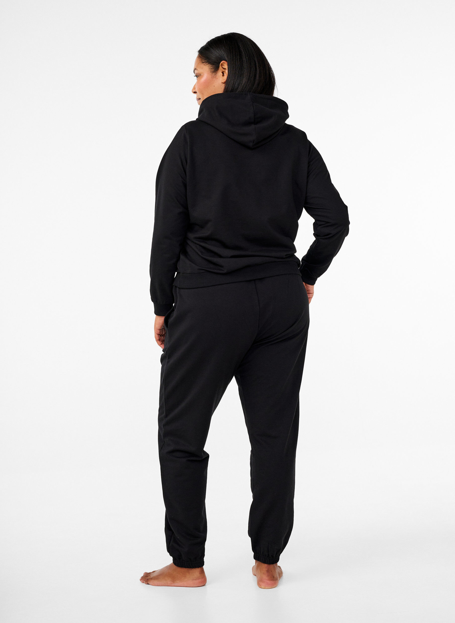 ZizziSweater met capuchon en print, Zwart, Model image number 2