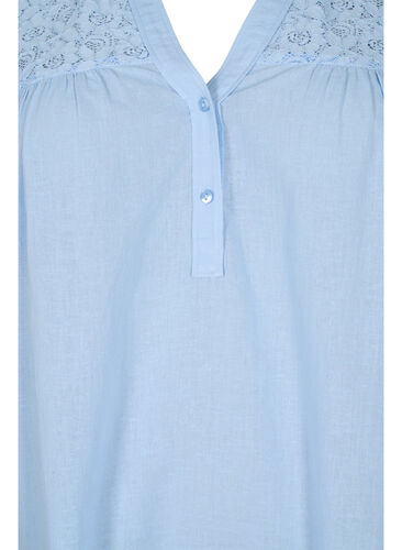 Katoenen blouse met kanten details, Chambray Blue, Packshot image number 2