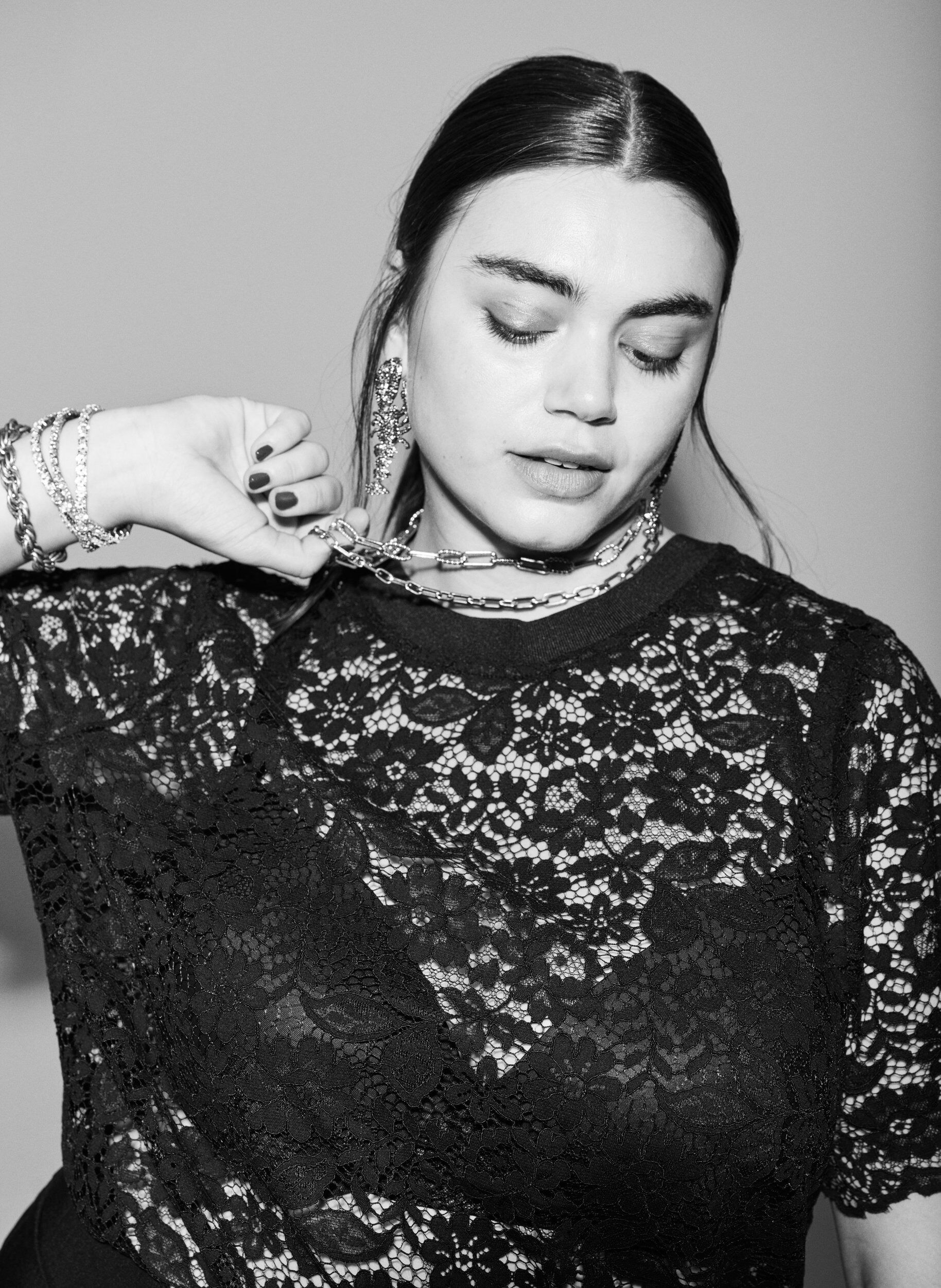 Zizzi Kanten blouse met korte mouwen en ronde hals, Zwart, Image image number 0