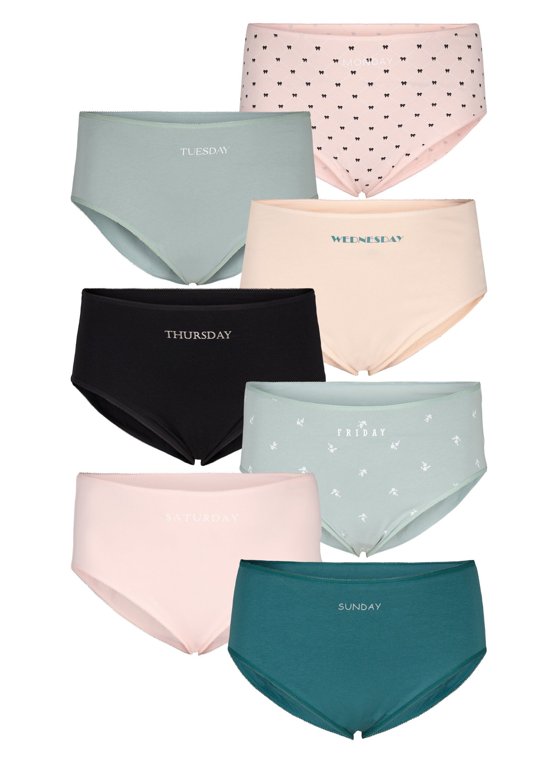 Zizzi 7-pack slip met normale taille, Groen, Packshot image number 0