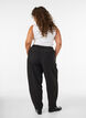 Broek met hoge taille en barrel fit, Zwart, Model image number 2