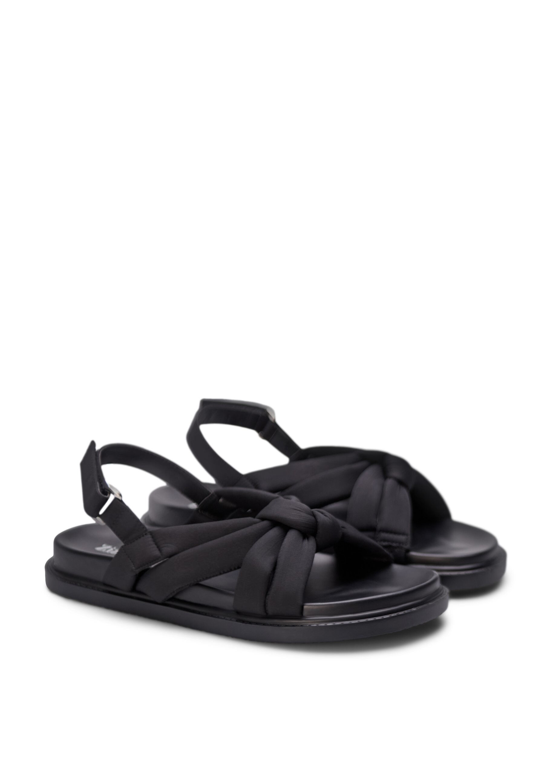 Zizzi Wide fit - Sandalen met knoopdetail, Zwart, Packshot image number 1