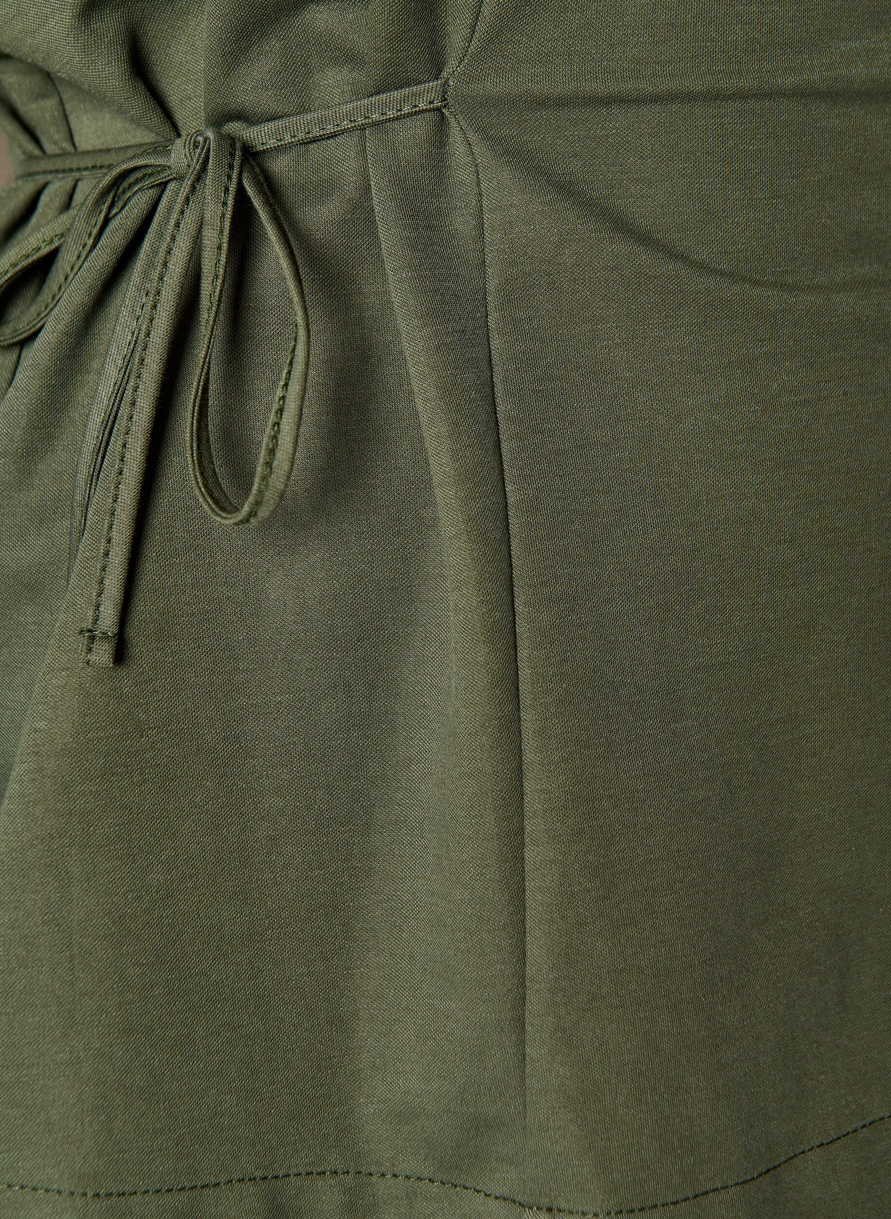 ZizziBlouse in een katoenmix met V-hals en striklint, Groen, Packshot image number 2