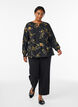 Blouse met lange mouwen en bloemenprint, Zwart, Model image number 1