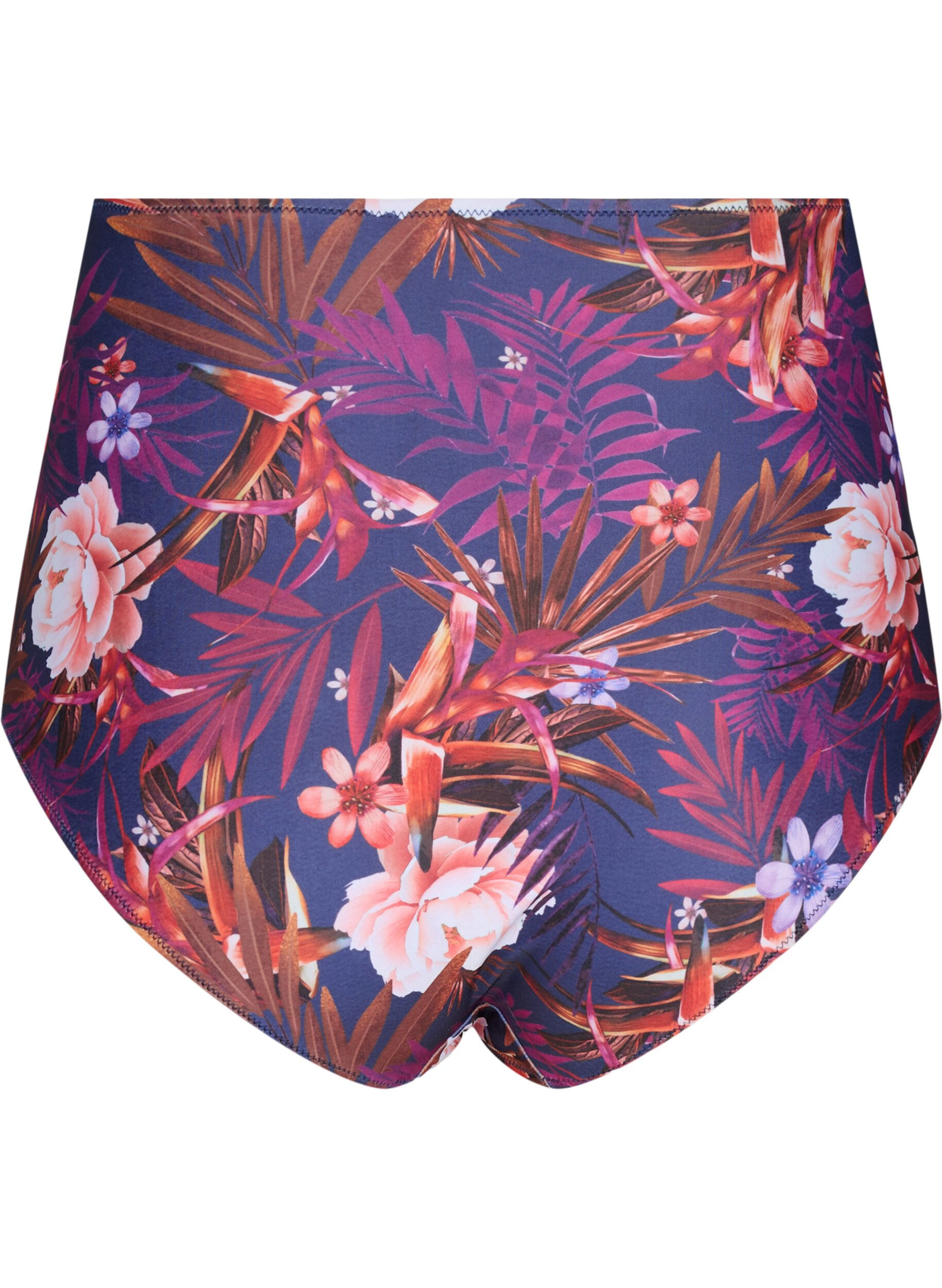 Zizzi Bikinibroekje met bloemen en hoge taille, Paars, Packshot image number 1