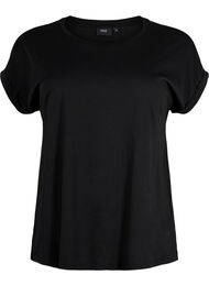 T-shirt met korte mouwen van katoenmix, Black, Packshot