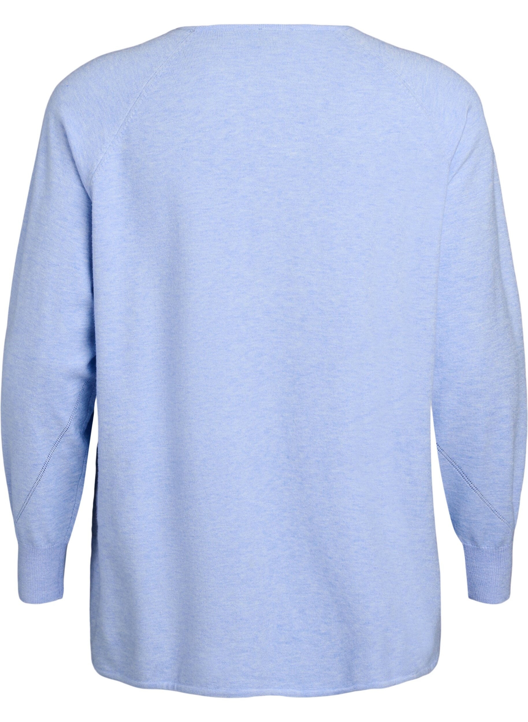 Zizzi Gebreide blouse met ronde hals en gebreid patroon, Blauw, Packshot image number 1