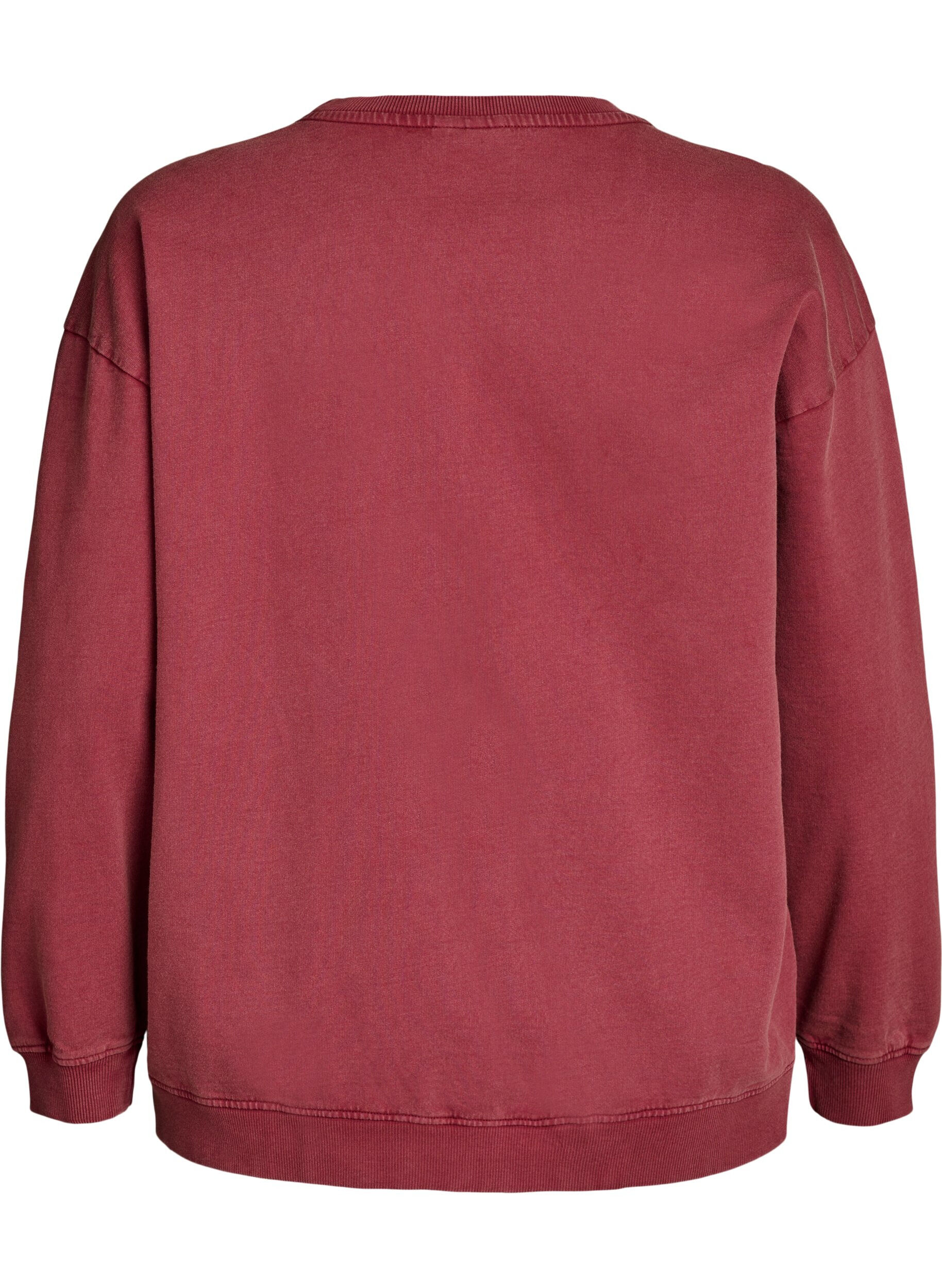 Zizzi Losvallend sweatshirt met gewassen look, Rood, Packshot image number 1