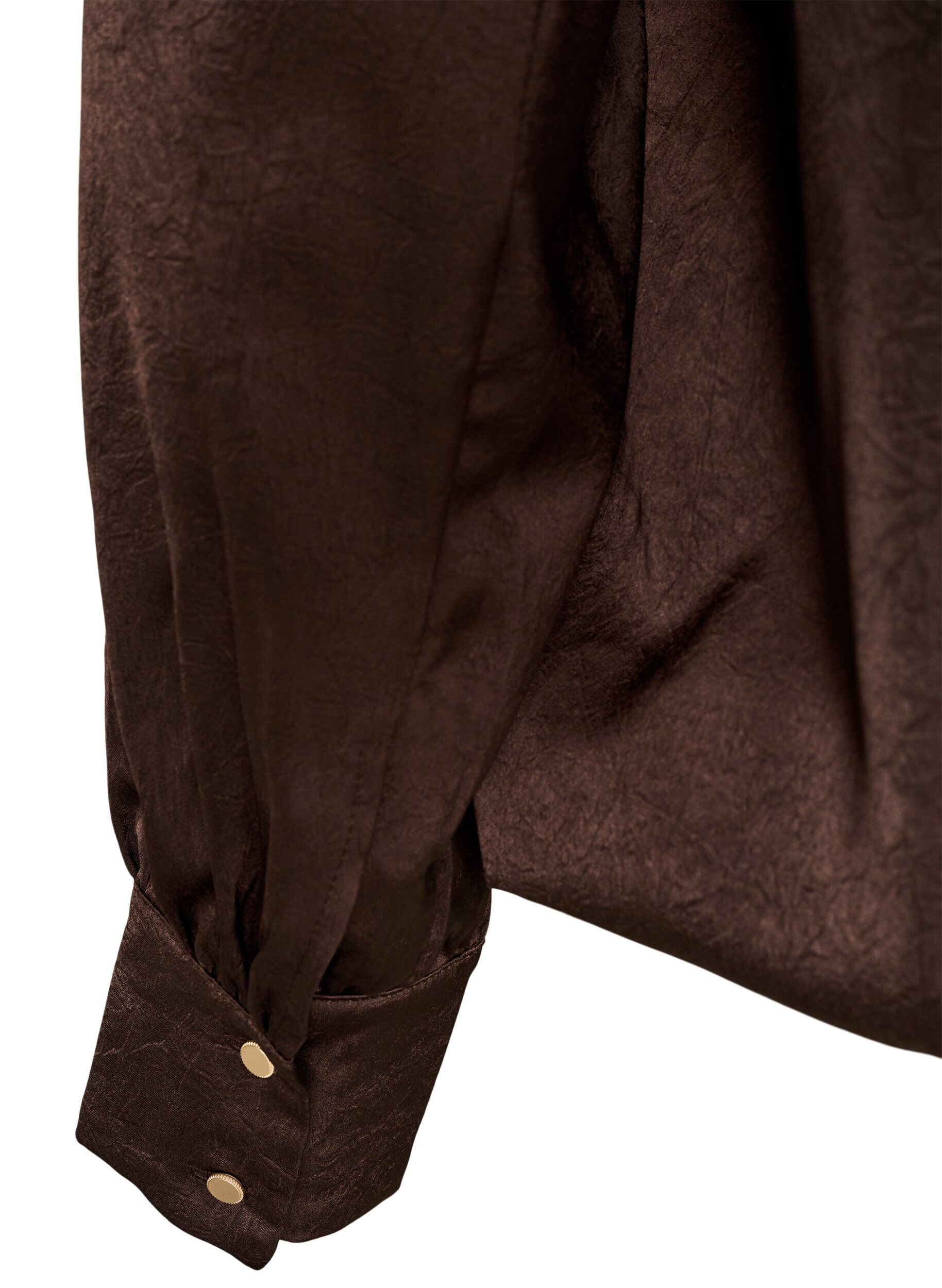 ZizziBlouse met satijnen look en ballonvorm, Bruin, Packshot image number 3