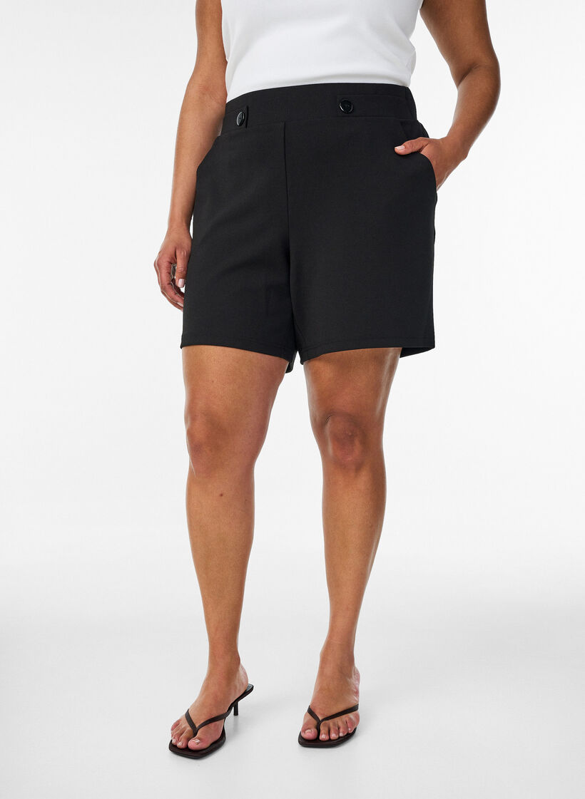 Korte broek met zakken en losse pasvorm, Zwart, Model image number 3