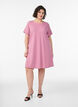Korte jersey jurk met structuur en ronde hals, Roze, Model image number 1